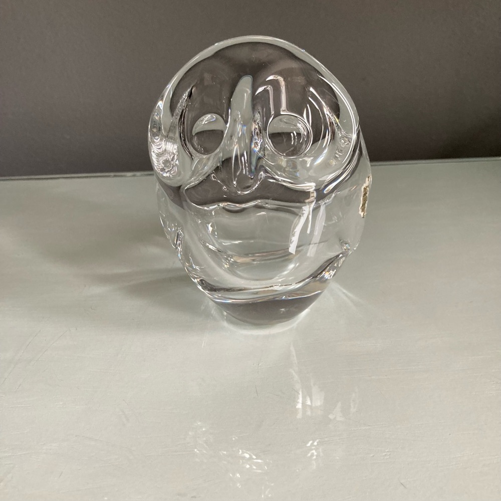 Vintage Art Vannes France Crystal Owl Candle Holder Dish